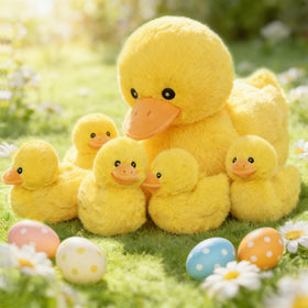 Soft plush fabric and embroidered eyes provide safe, comforting hugs during bedtime.