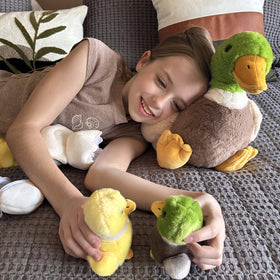 MaoGoLan duckling plush close-up showing soft fabric for cuddling.