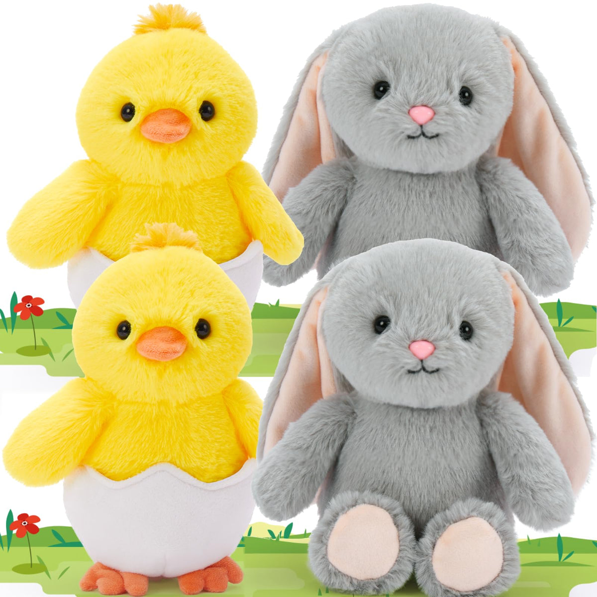 MaoGoLan Easter bunny plush 10in, front view, ideal for cuddles and party favors.