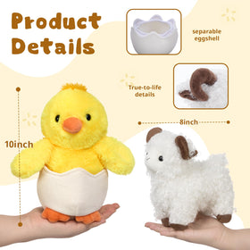 MaoGoLan Easter chick plush 10in, side view, lightweight for storytelling play.