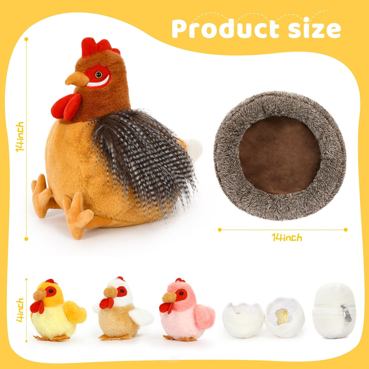 MaoGoLan eggs and baby chicks plush set, spark imaginative farm playtime.