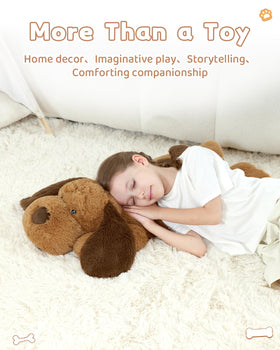 MaoGoLan giant dog plush 31inch, snuggle-ready with fluffy fabric for kids.