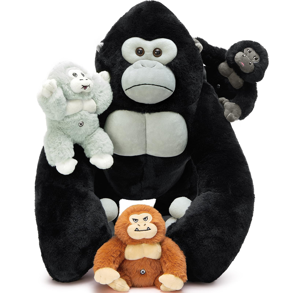 MaoGoLan giant gorilla plush viewed from the front, a cozy bedtime companion.