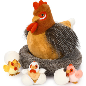 MaoGoLan giant hen stuffed animal with chick inside, ideal for imaginative play and décor.