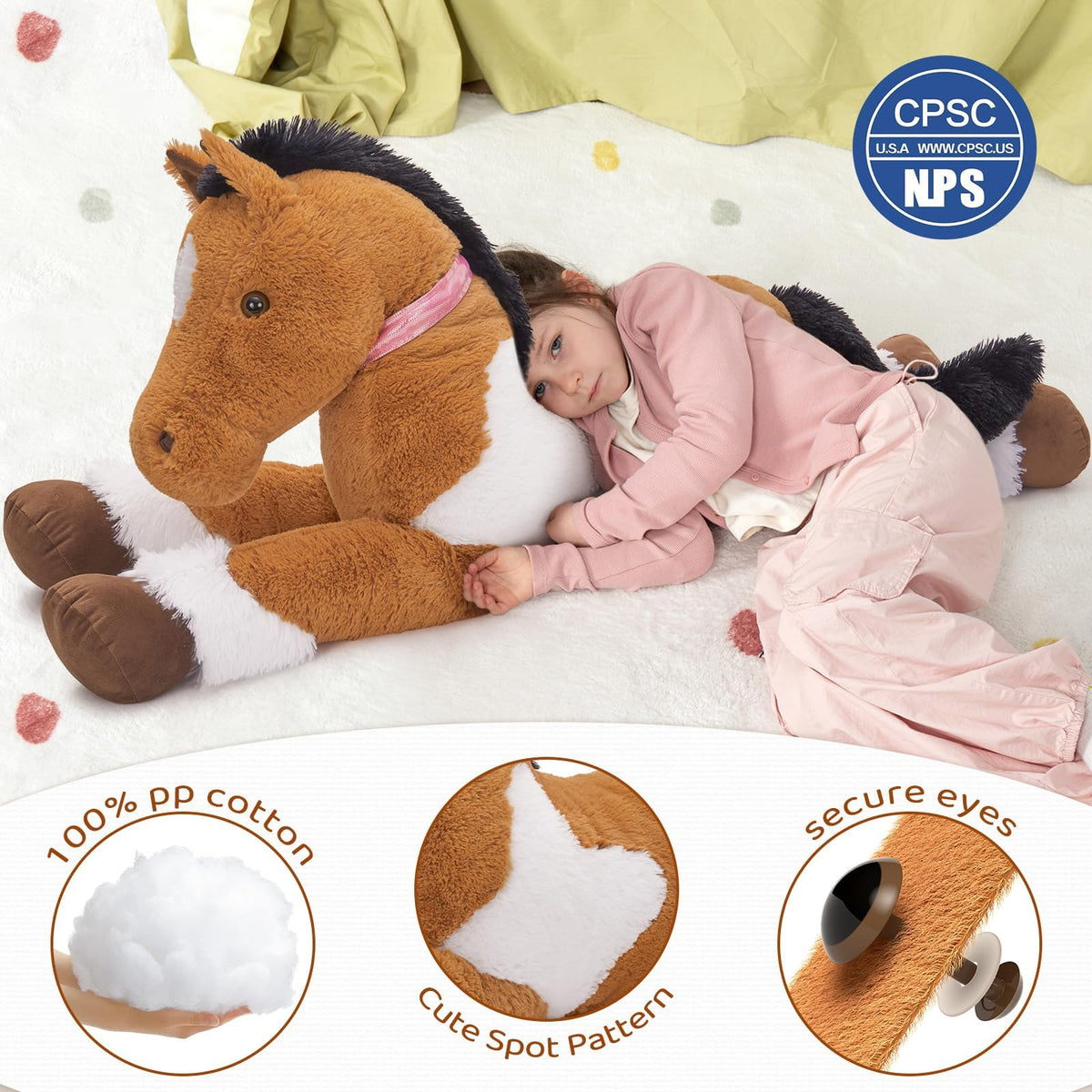MaoGoLan giant pony plush pillow, back view, doubles as cozy decor.