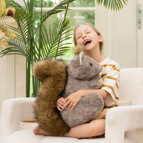 MaoGoLan giant squirrel plush in hugging pose, ready for bedtime stories.