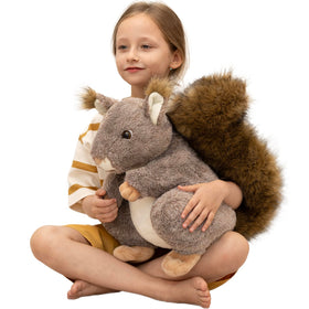 MaoGoLan giant squirrel plush, full-view shot highlighting the fluffy tail for cozy cuddles.