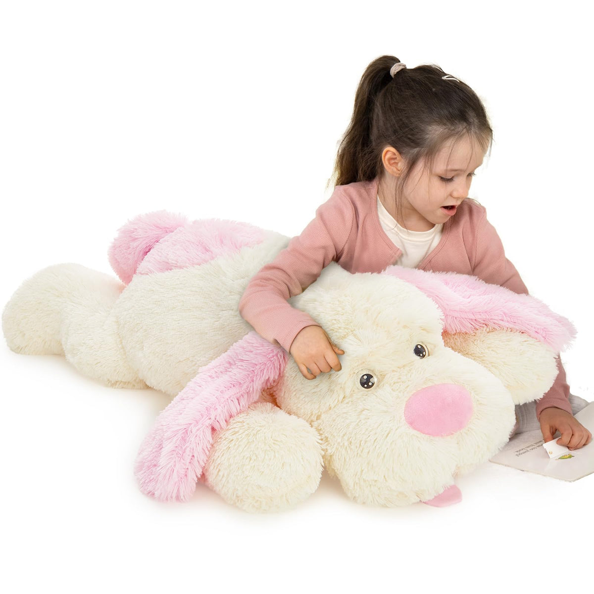 MaoGoLan giant stuffed puppy dog full view for cozy cuddling