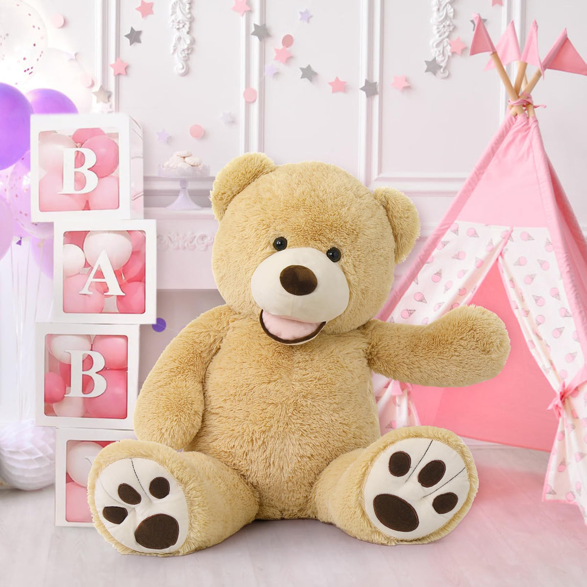 MaoGoLan giant teddy bear smiling face adds warmth to bedtime