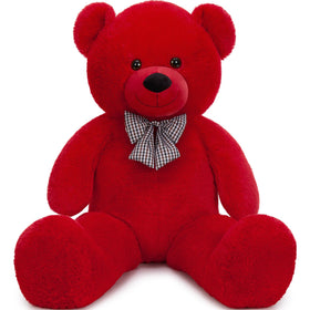 MaoGoLan 47-inch giant teddy bear with red plush fur for cozy hugs.