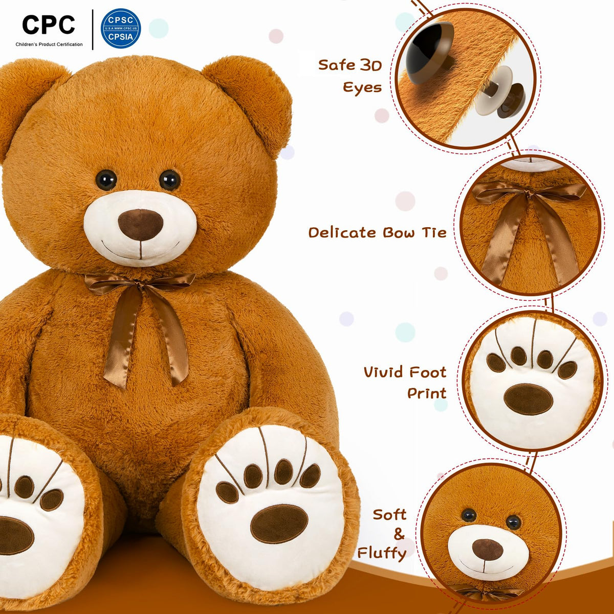 MaoGoLan teddy bear close-up fur texture highlights softness ideal for gifting.