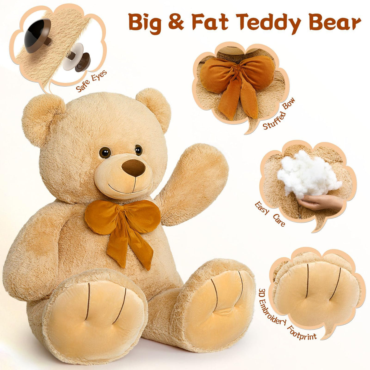 MaogoLan bear with embroidered footprint and friendly smile detail