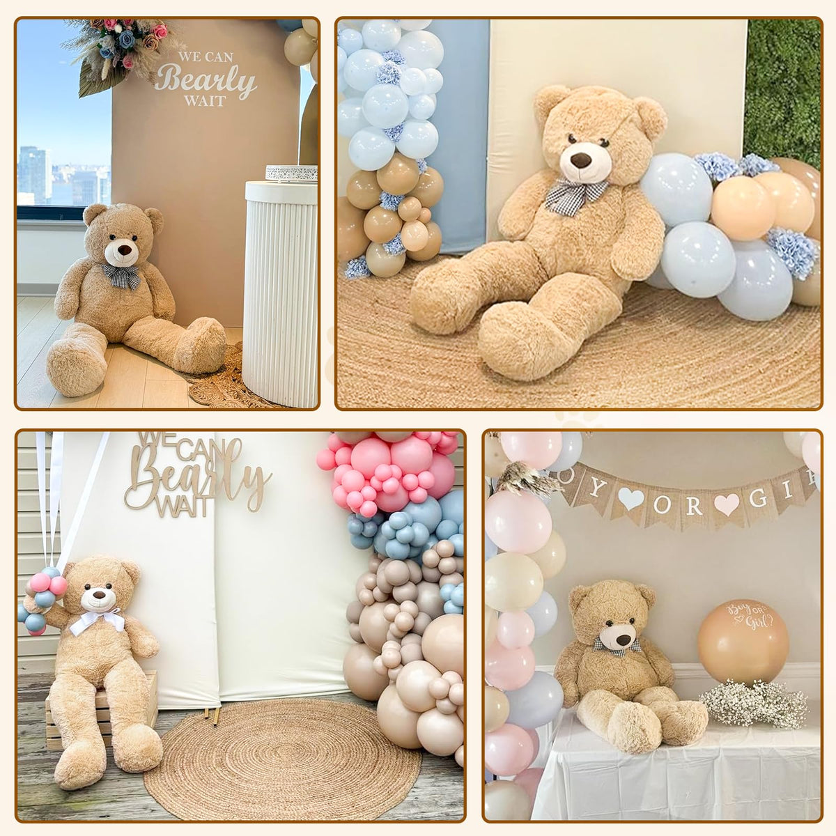 MaoGoLan giant teddy bear posed as room decor accent adding warmth.