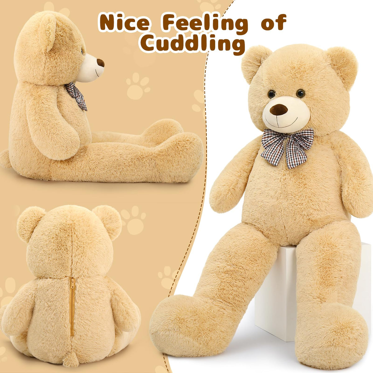 MaoGoLan teddy bear showing durable stitch detail for lasting snuggles and play.