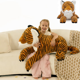 MaoGoLan giant tiger toy close-up eye, lifelike detail and cuddly appeal.
