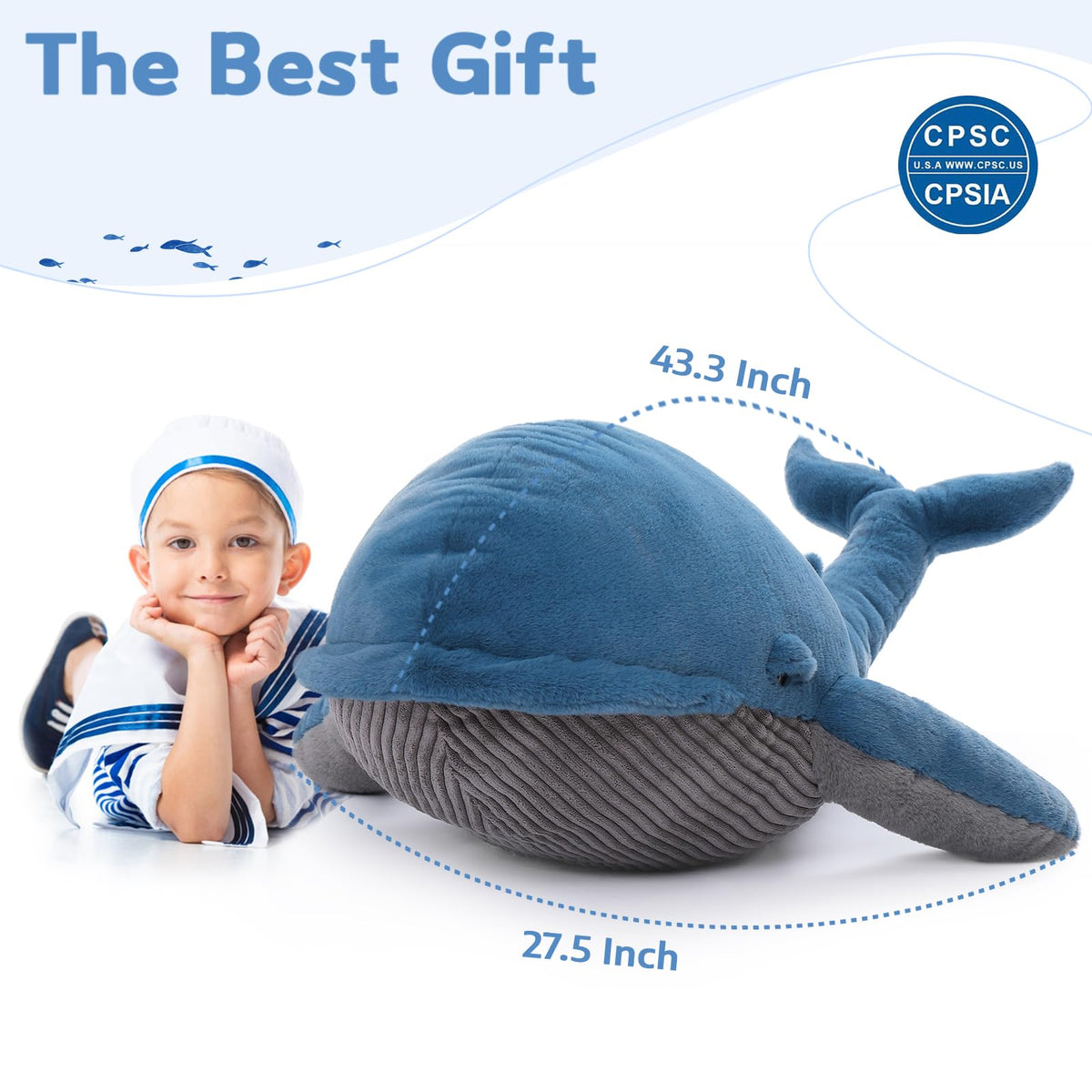 MaoGoLan giant whale cuddle pillow for kids and adults.