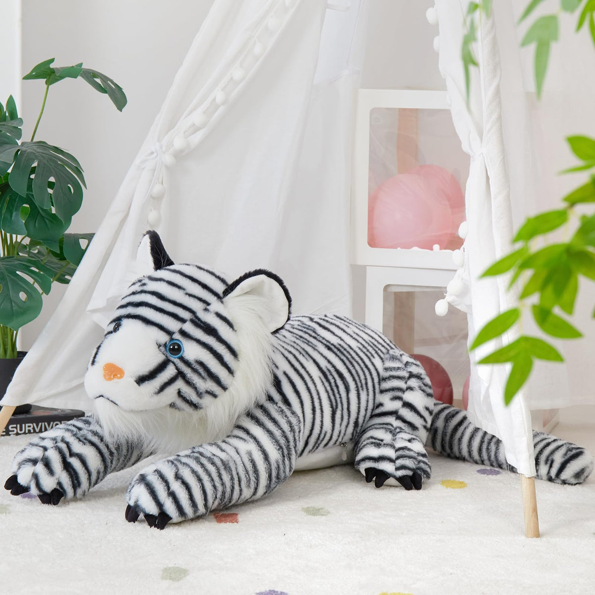 MaoGoLan tiger plush with zippered belly for simple washing