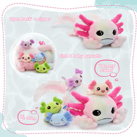 Odor-free and colorfast axolotl plush set; safe for daily use and gifting.