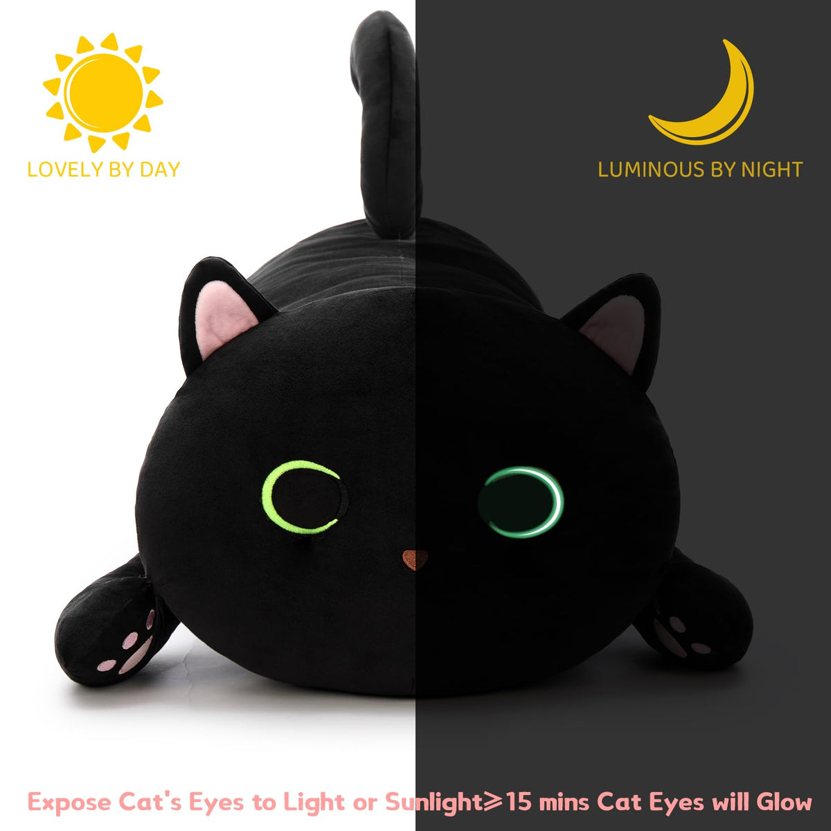 MaoGoLan glow-in-the-dark cat plush eyes light up night play.