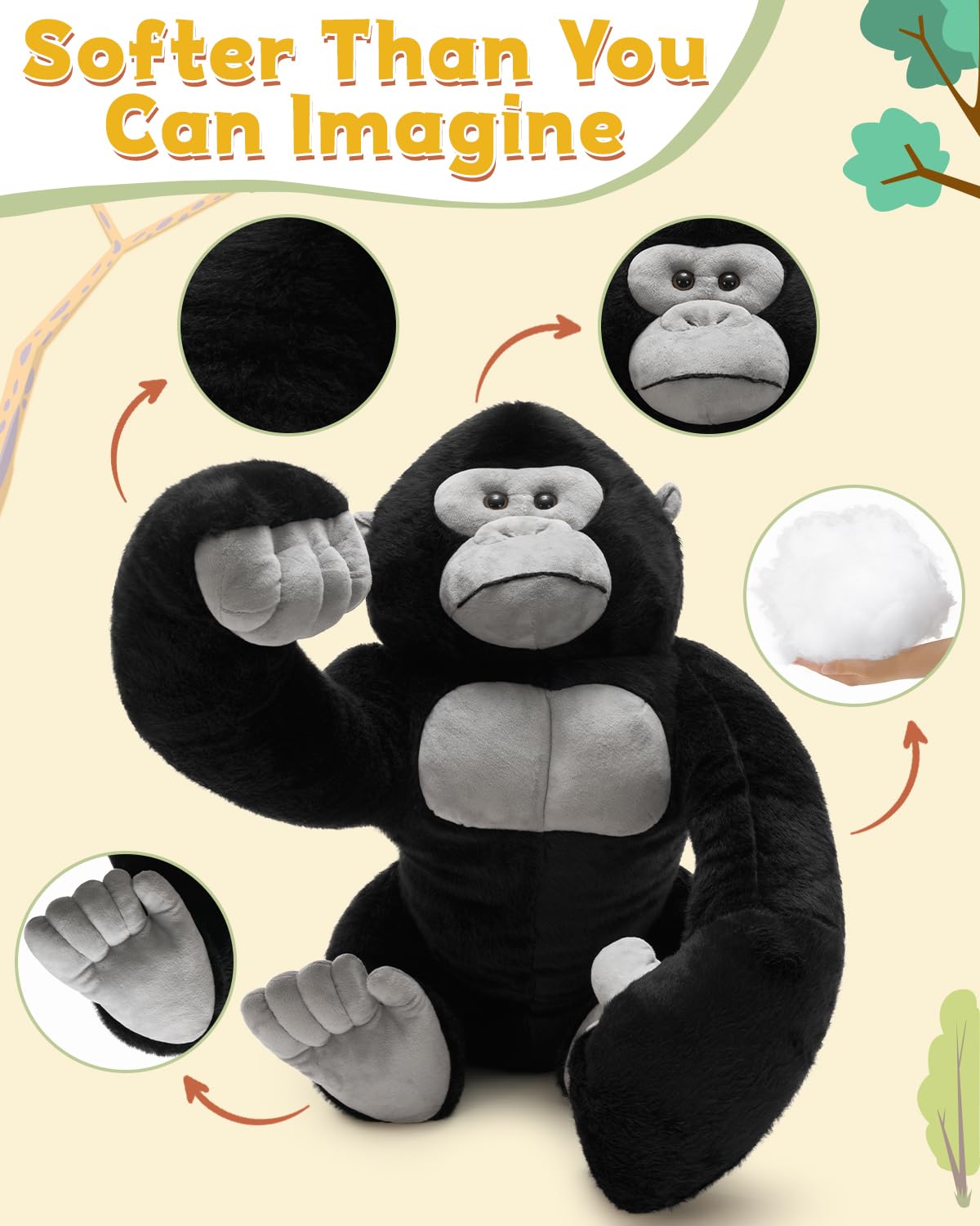 MaoGoLan gorilla plush held by adults for nostalgia