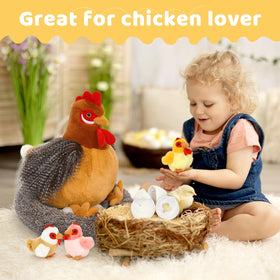 MaoGoLan hen with inside chick, a playful birth scene for curious kids.