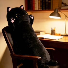MaoGoLan kawaii black cat stuffed animal pillow for decor and comfort.