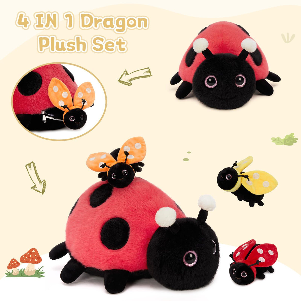 MaoGoLan Mama Ladybug with three babies visible for imaginative play.