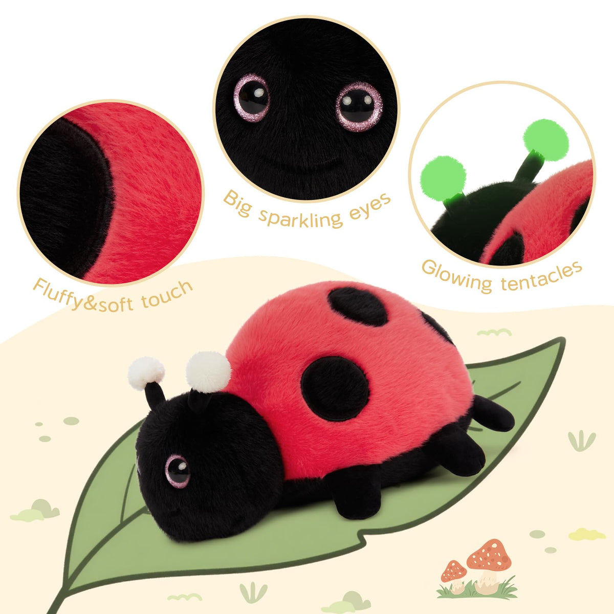 MaoGoLan Ladybug plush doubles as a soft travel pillow for kids.
