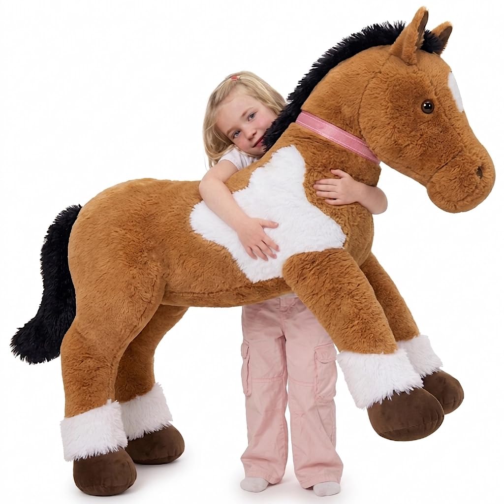 MaoGoLan large horse plush, front view, ideal for cuddling and imaginative play.