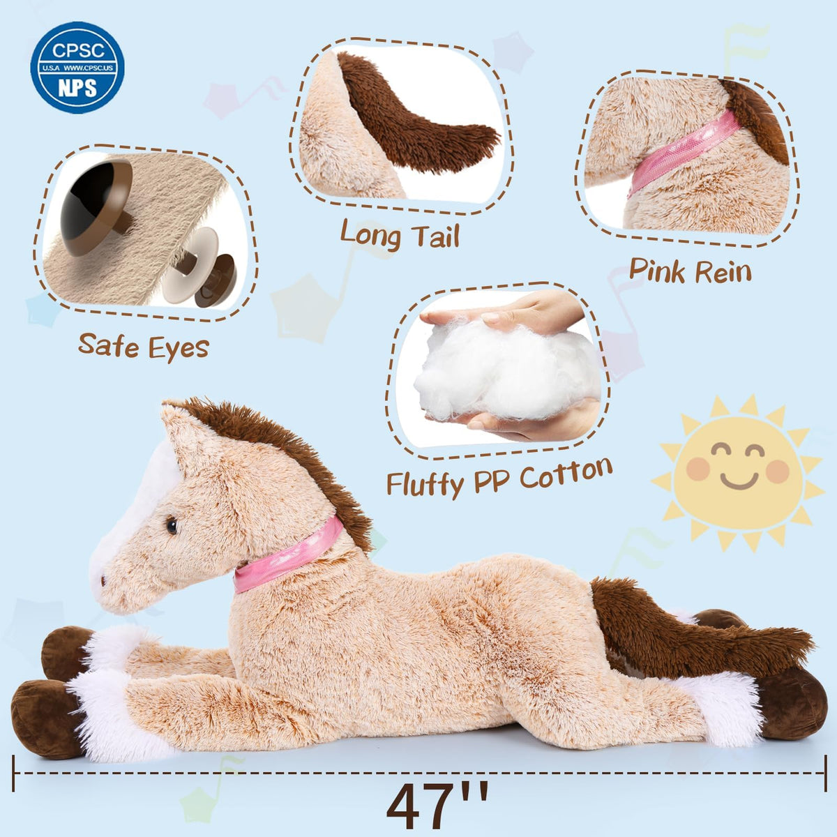 MaoGoLan large horse stuffed animal ideal as a gift.