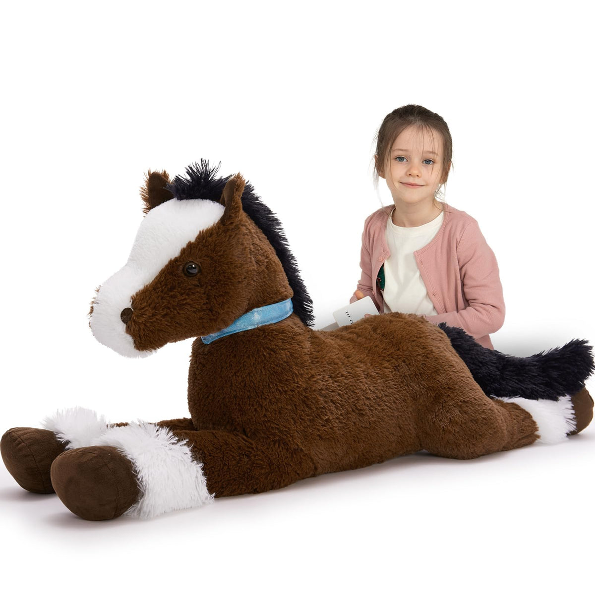 MaoGoLan large horse stuffed animal tan pony toy for imaginative play