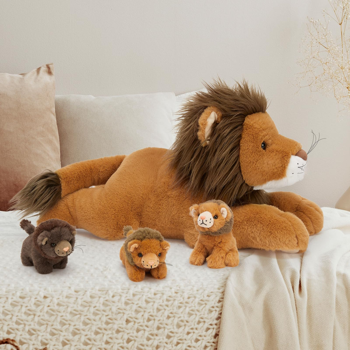 MaoGoLan lion plush in a sleeping pose ideal for bedtime cuddles