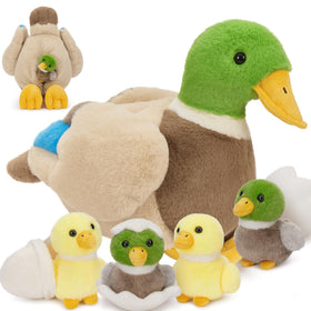 MaoGoLan mallard mom plush 16-inch with ducklings for imaginative play.