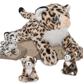 MaoGoLan mama leopard 18-inch plush with cubs inside for interactive play