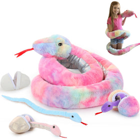 MaoGoLan mommy snake with three babies, soft plush, ideal for cozy hugs and pretend play