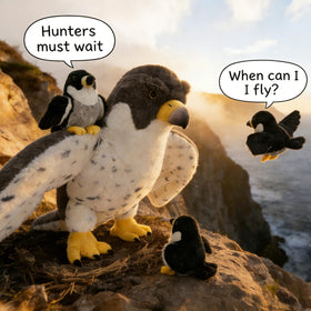 MaoGoLan Peregrine falcon chick with wings spread to boost storytelling and nurturing play