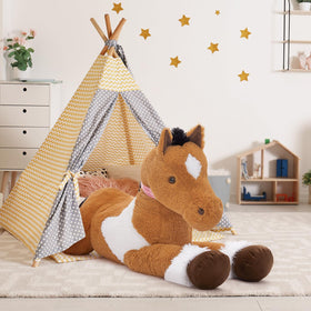 MaoGoLan plush horse in a kid's bedroom, decorative and comforting.