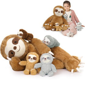 MaoGoLan sloth mama plush with belly zipper inviting interactive play