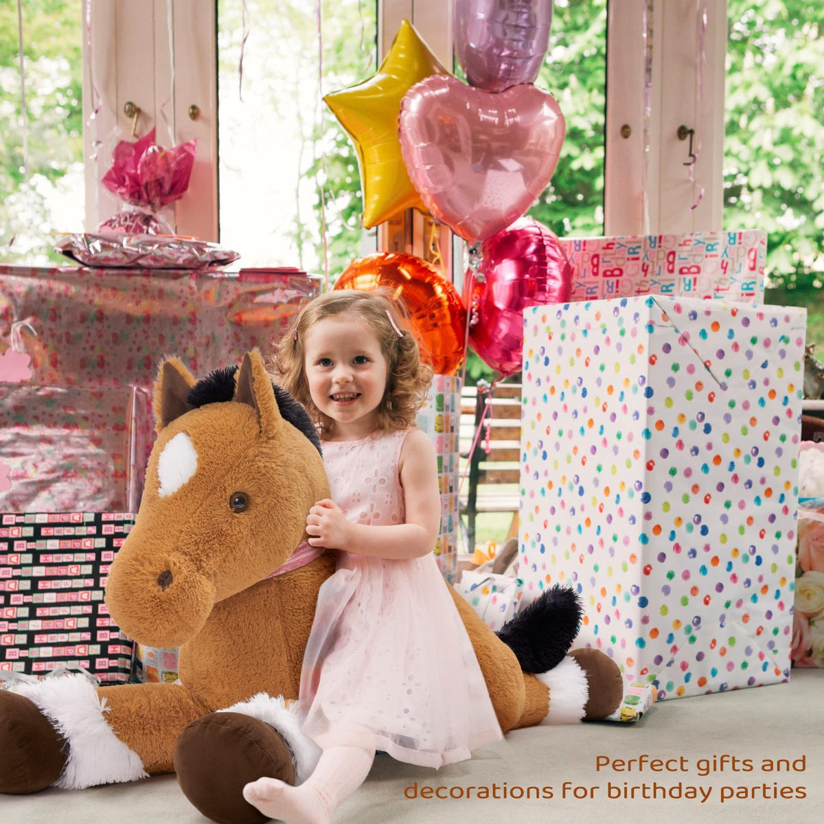 MaoGoLan soft horse plush for baby showers, close-up detail and warmth.