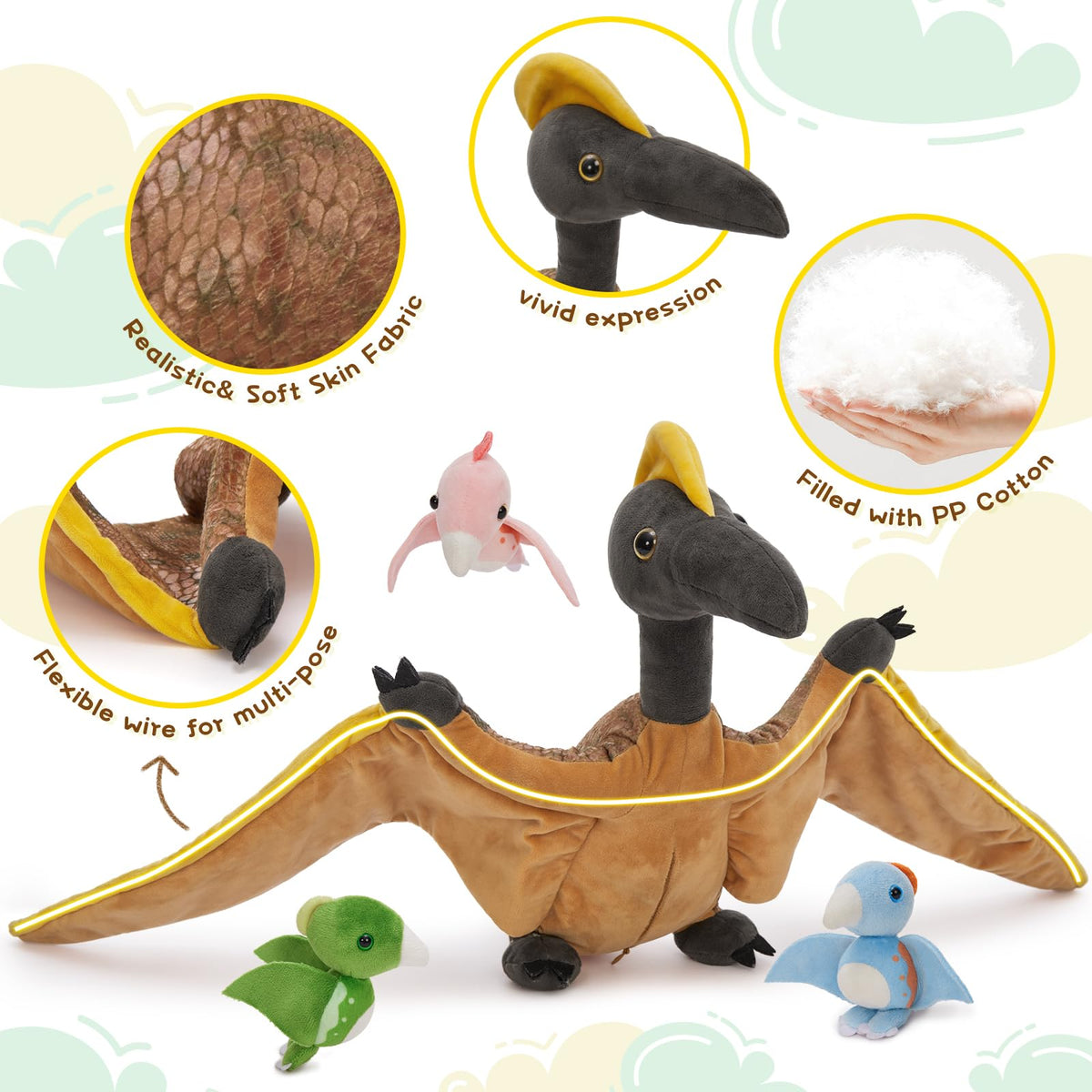 MaoGoLan pterodactyl with three babies inside belly for DIY charms