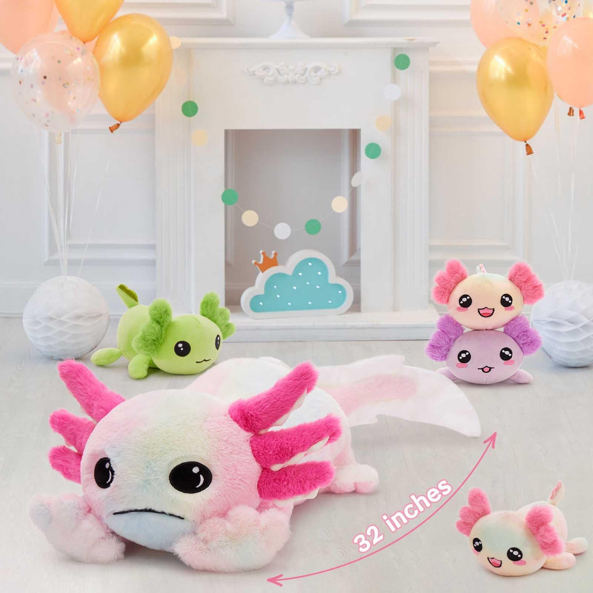 Ideal cuddly gift set for kids and fans of cute, whimsical creatures.