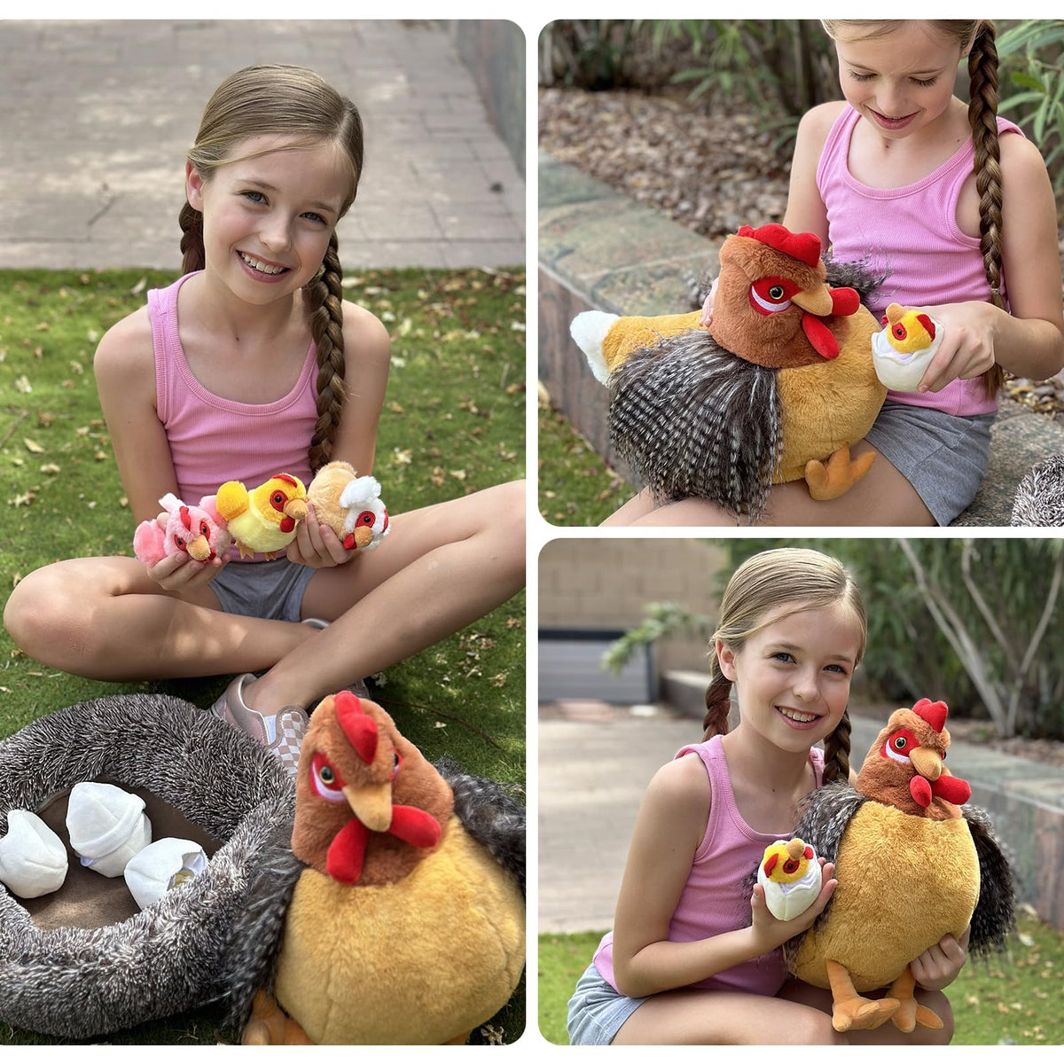 MaoGoLan chicken plush wing detail for a lifelike farm toy.