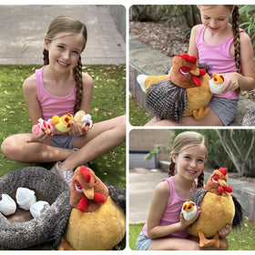 MaoGoLan chicken plush wing detail for a lifelike farm toy.