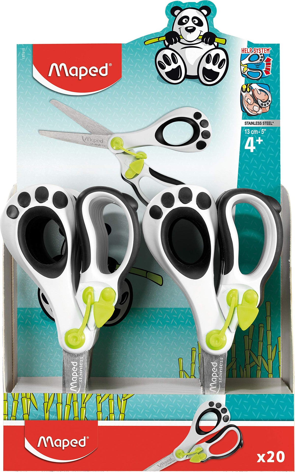Maped Koopy spring-assisted scissors with ergonomic handle for safe classroom cutting.
