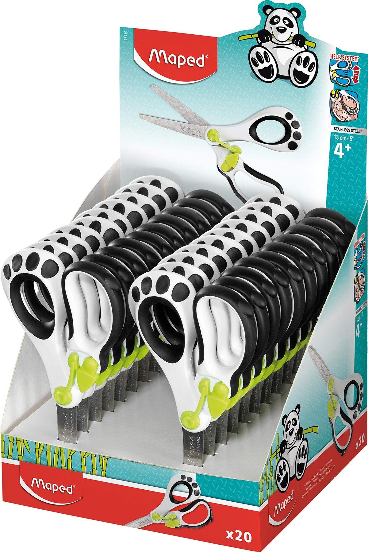 Maped Koopy scissors with spring mechanism enable easy opening after cuts.