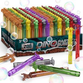 Mapixo bulk dinosaur bubble wands 200-pack with eight designs for party favors.
