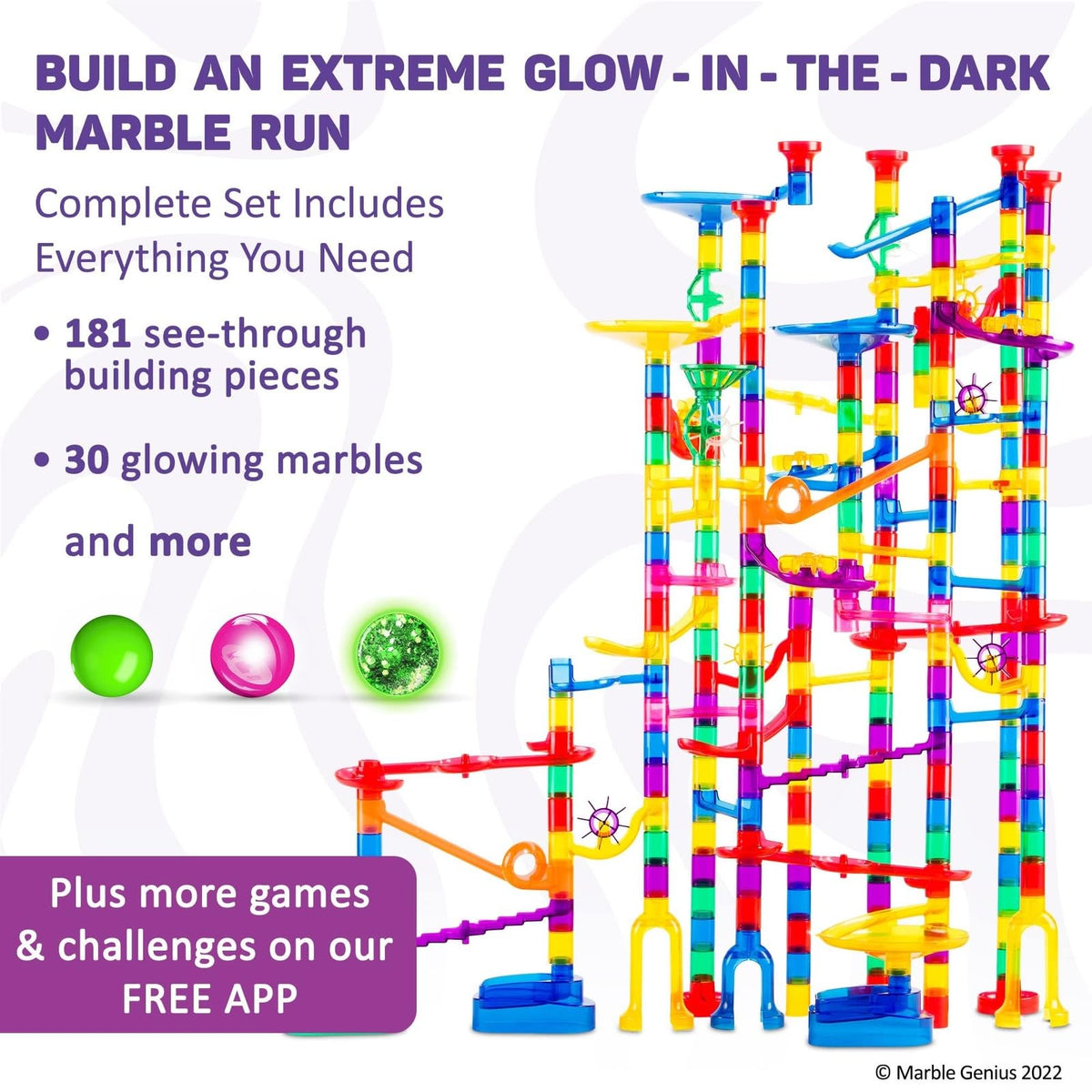Marble Genius elevator in marble run provides dynamic start to tracks.
