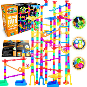 Marble Genius glow extreme track tower lights up evening play sessions.