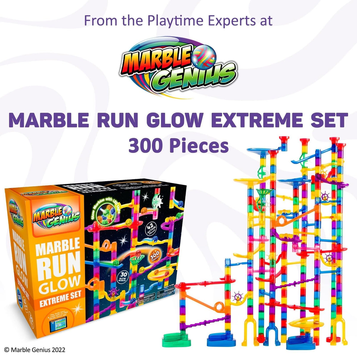 Marble Genius see-through pieces offer clear visibility of marble routes.