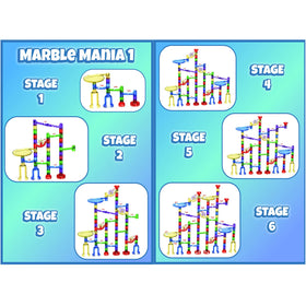 Marble Mania Four Build Patterns guide for structured play
